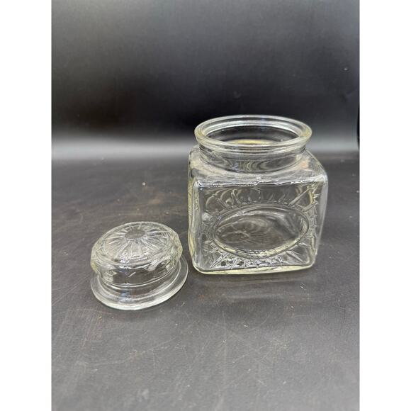 Vintage Square Sunburst Lidded Glass Vanity Jars - Set of 2 - Picture 8 of 8